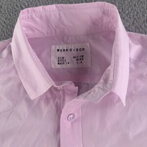 Wear Cisco Shirt Mens Medium Pink Button Up Long Sleeve Cotton USA Made Designer